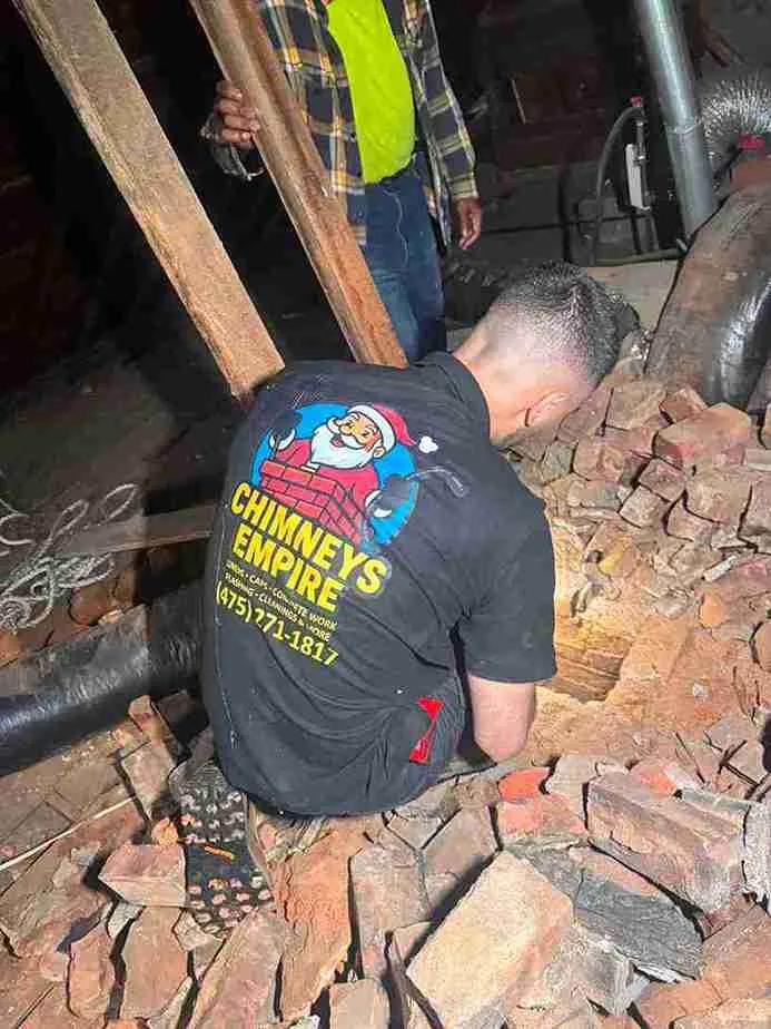Chimney masonry repair project in Connecticut